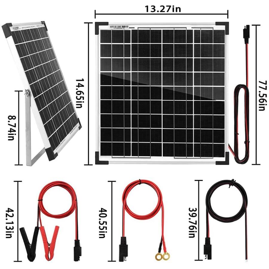 【並行輸入品】SUNSUL 20W 12V Solar Panel Kit with Trickle Charger, Maintainer,の画像