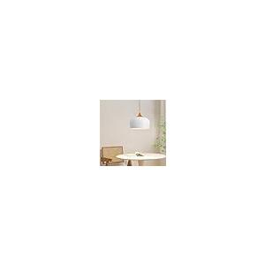 【並行輸入品】DOTCN Modern Pendant Light with LED Bulb， Nordic Wooden Dome Min_8