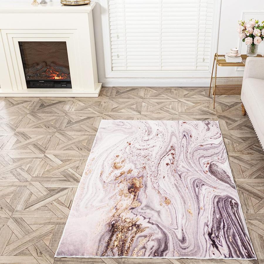 【並行輸入品】AbunHeri Area Rug Marble Collection Gray Area Rug Modern Abstract_1