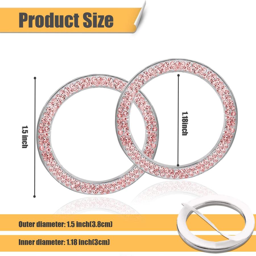 【並行輸入品】2PCS Crystal Double Rhinestone Car Engine Start Ring Decals， Bli