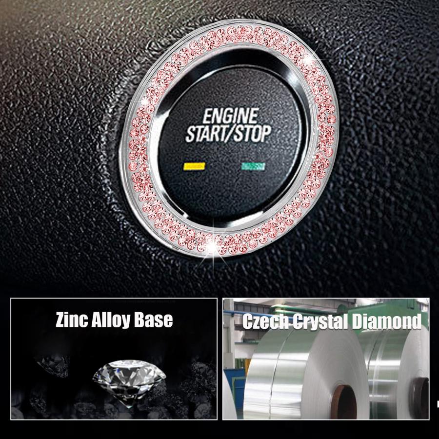 【並行輸入品】2PCS Crystal Double Rhinestone Car Engine Start Ring Decals， Bli