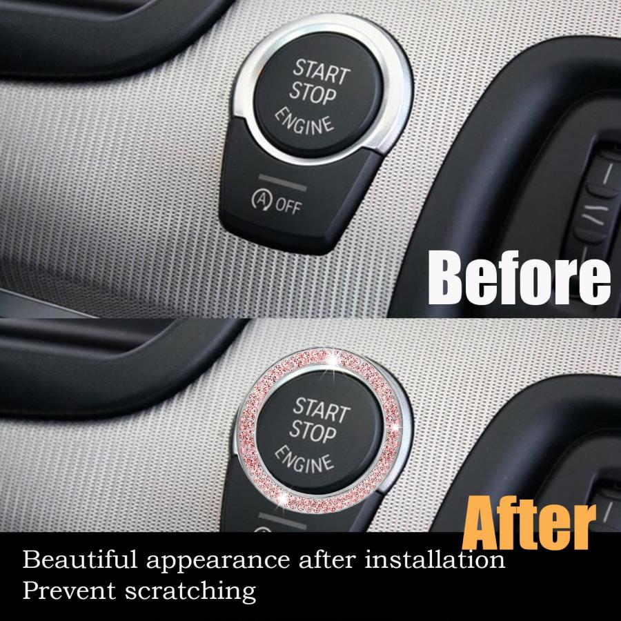 【並行輸入品】2PCS Crystal Double Rhinestone Car Engine Start Ring Decals， Bli