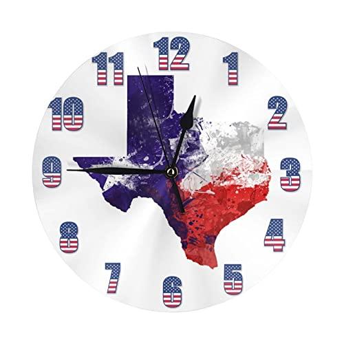 【並行輸入品】YZCZ Modern Round Wall Clock Texas The States Map Silent Non Tic_1