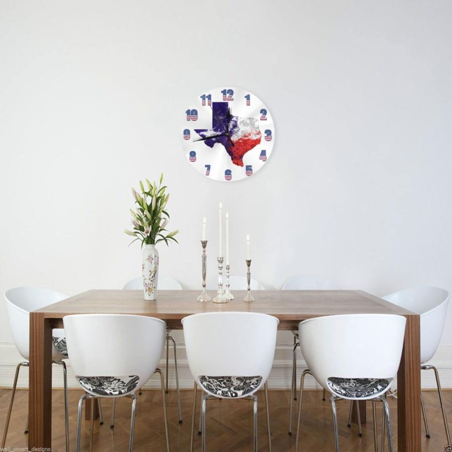【並行輸入品】YZCZ Modern Round Wall Clock Texas The States Map Silent Non Tic_3