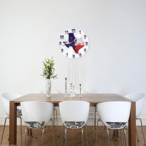 【並行輸入品】YZCZ Modern Round Wall Clock Texas The States Map Silent Non Tic_4
