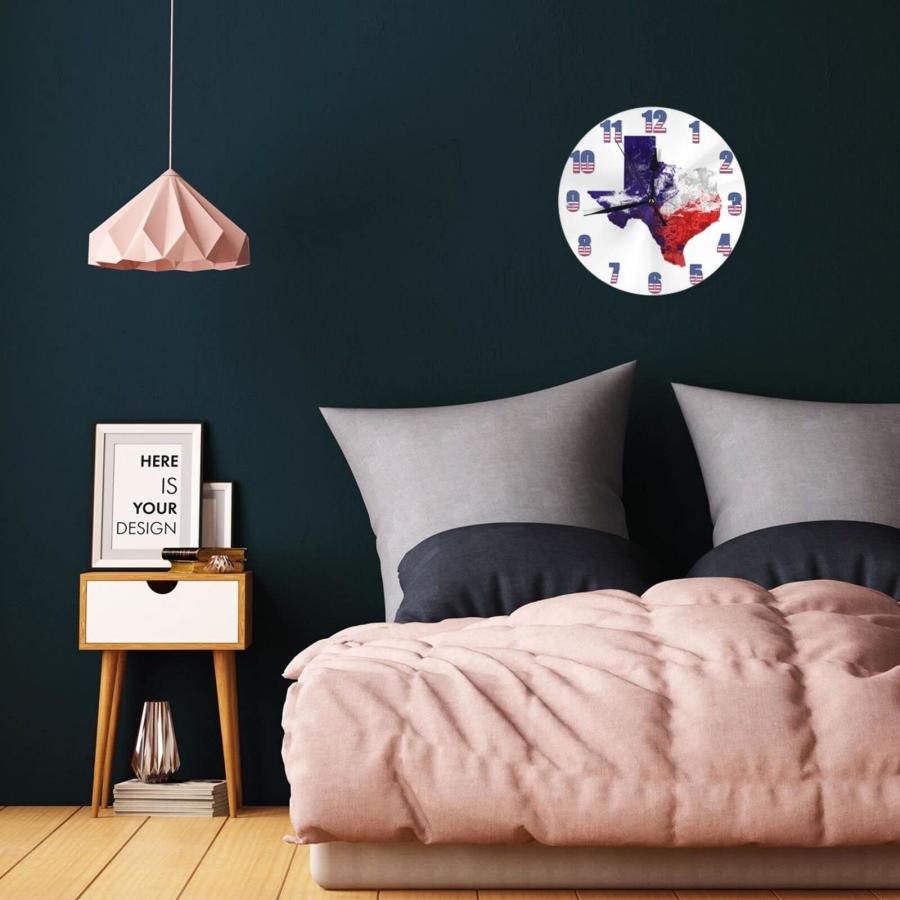 【並行輸入品】YZCZ Modern Round Wall Clock Texas The States Map Silent Non Tic_9