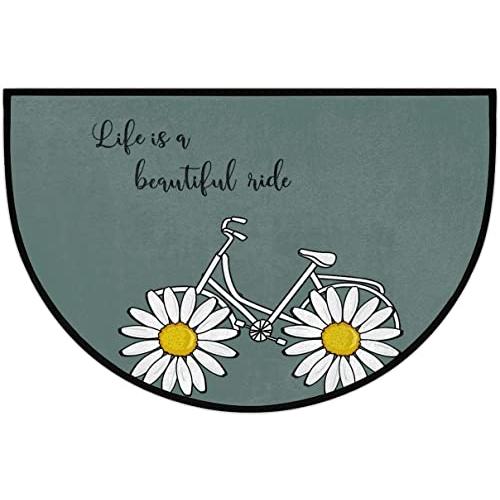 【並行輸入品】Cute Daisy Bike Flower Half Round Door Mat Outdoor Entrance,forの画像