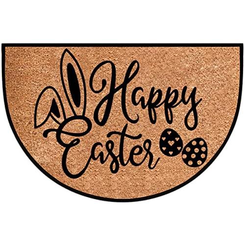 【並行輸入品】Happy Easter Pretty Lily Rabbit Cute Half Round Door Mat Outdoorの画像