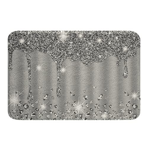 【並行輸入品】Apular Welcome Mat Silver Glitter (No Glitter) Bling Decor Greyの画像