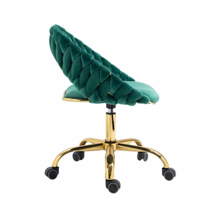 【並行輸入品】Home Office Chair，Swivel Velvet Desk Chair with Gold Base，Ergono_9