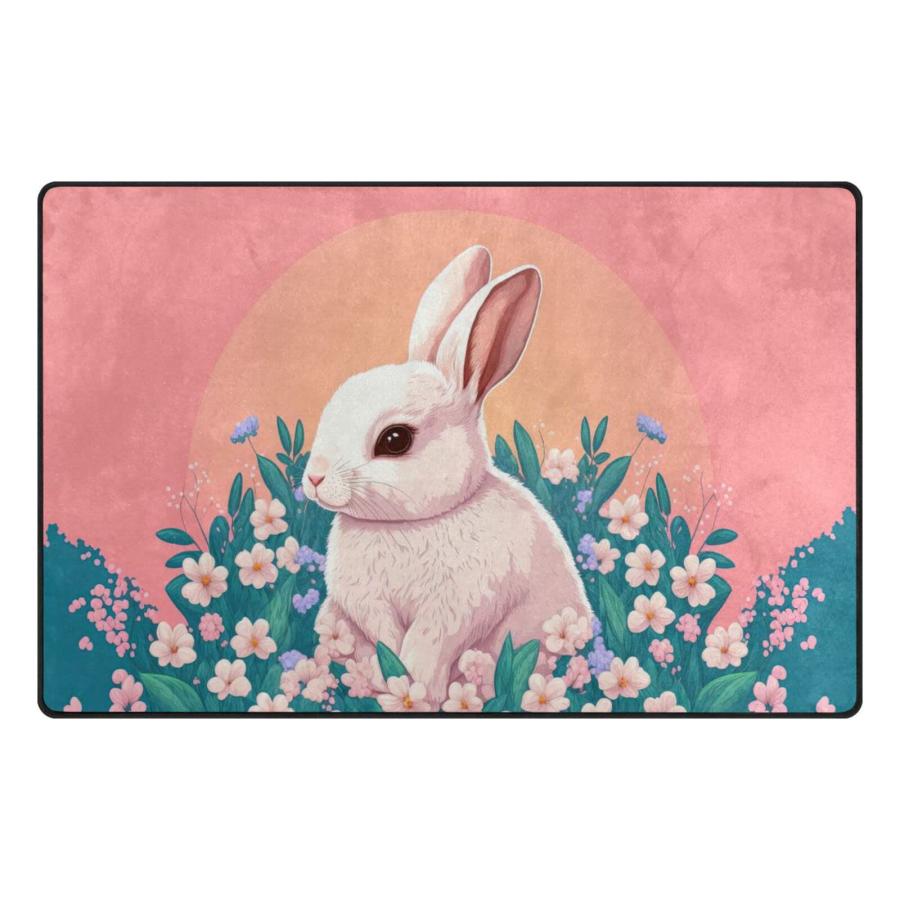 Vnurnrn Area Rug Cartoon White Rabbit Pattern, Anti Slip Rectang 並行輸入品｜import-tabaido｜04