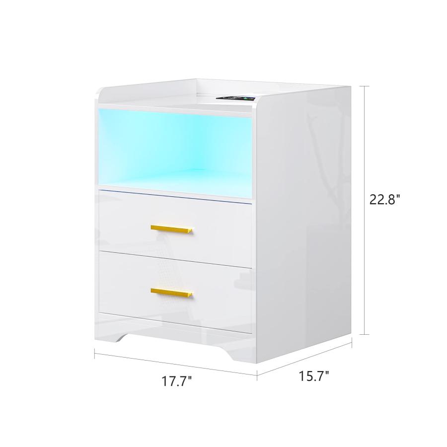 【並行輸入品】HNEBC Night Stand with Charging Station,LED Nightstand with Body_3