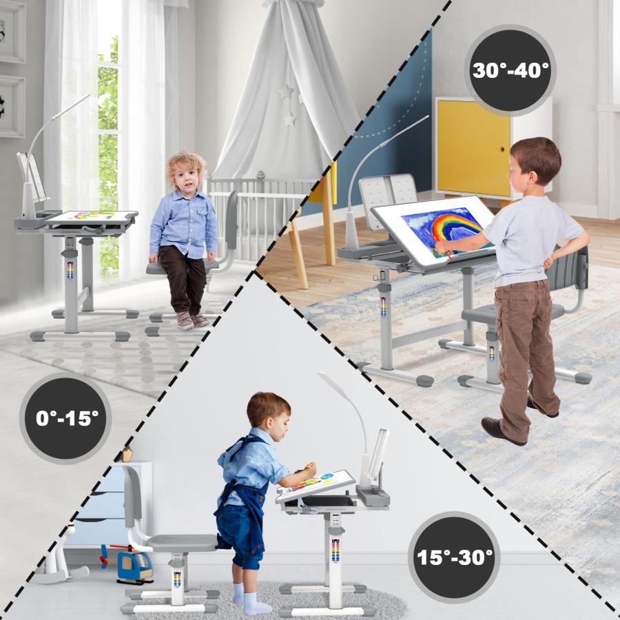 【並行輸入品】Wrilibo Kids Desk and Chair Set 5 8 Year Old, Kids Study Desk wi_3