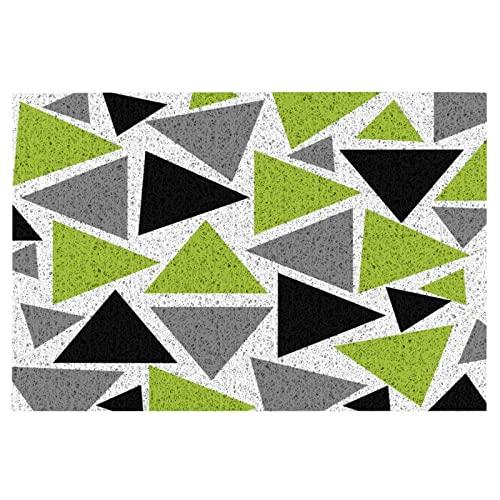 【並行輸入品】Welcome Mats 24x16 Inch for Front Door Outdoor Triangles Lime Grの画像