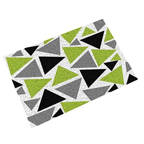 【並行輸入品】Welcome Mats 24x16 Inch for Front Door Outdoor Triangles Lime Grの画像