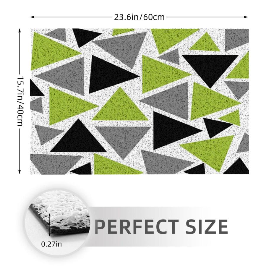 【並行輸入品】Welcome Mats 24x16 Inch for Front Door Outdoor Triangles Lime Grの画像