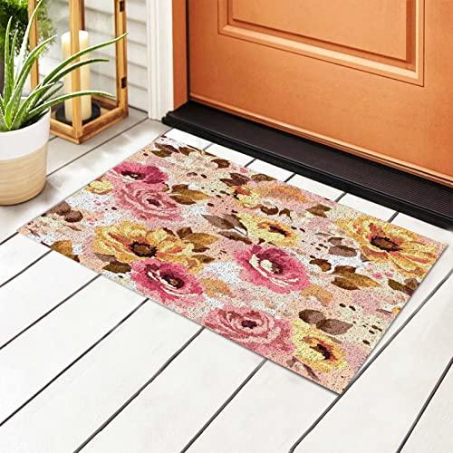 【並行輸入品】Welcome Mats 24x16 Inch for Front Door Outdoor Watercolor Floralの画像