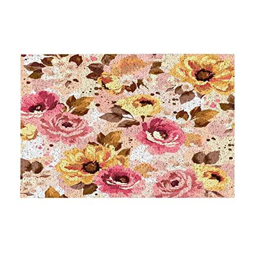 【並行輸入品】Welcome Mats 24x16 Inch for Front Door Outdoor Watercolor Floralの画像