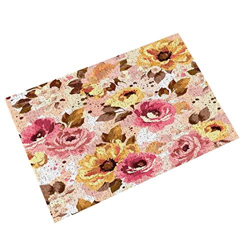 【並行輸入品】Welcome Mats 24x16 Inch for Front Door Outdoor Watercolor Floralの画像