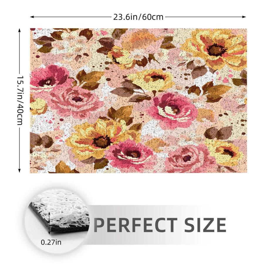 【並行輸入品】Welcome Mats 24x16 Inch for Front Door Outdoor Watercolor Floralの画像
