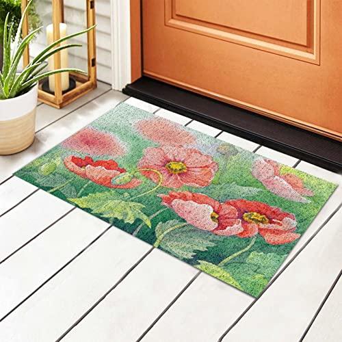 【並行輸入品】Welcome Mats 24x16 Inch for Front Door Outdoor Watercolor Lotusの画像
