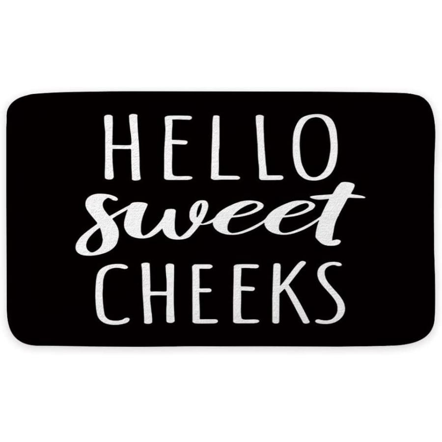 KXO Hello Sweet Cheeks Bath Mat, Funny Farmhouse Bath Rug, Black 並行輸入品