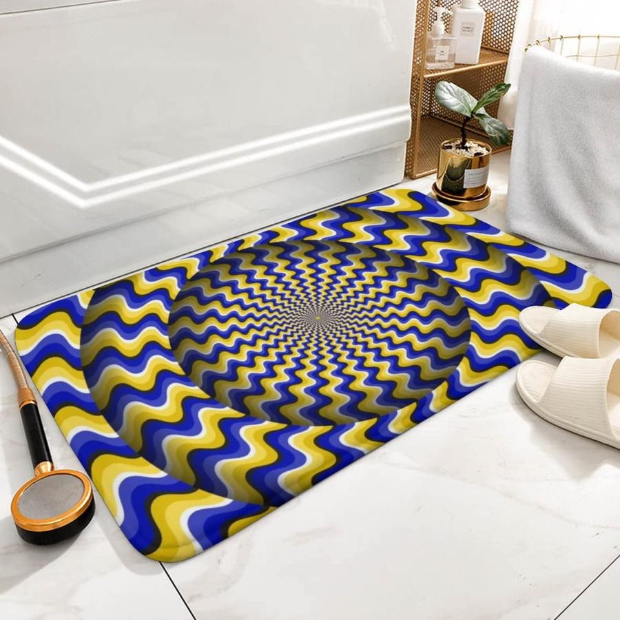 並行輸入品】Dizziness Blue and Yellow Bath Rugs Absorbent Non Slip