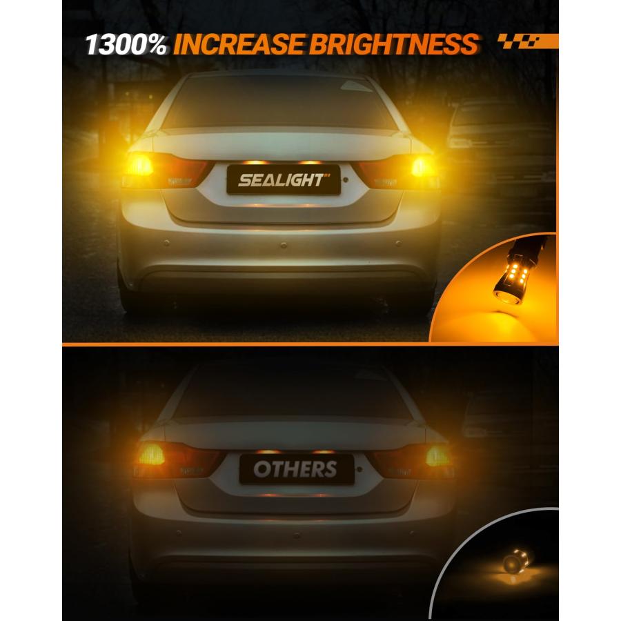 【並行輸入品】SEALIGHT 3157 3156 3057 4157 LEDウィンカー電球 2700K アンバー イエロー電球 プロジェクター