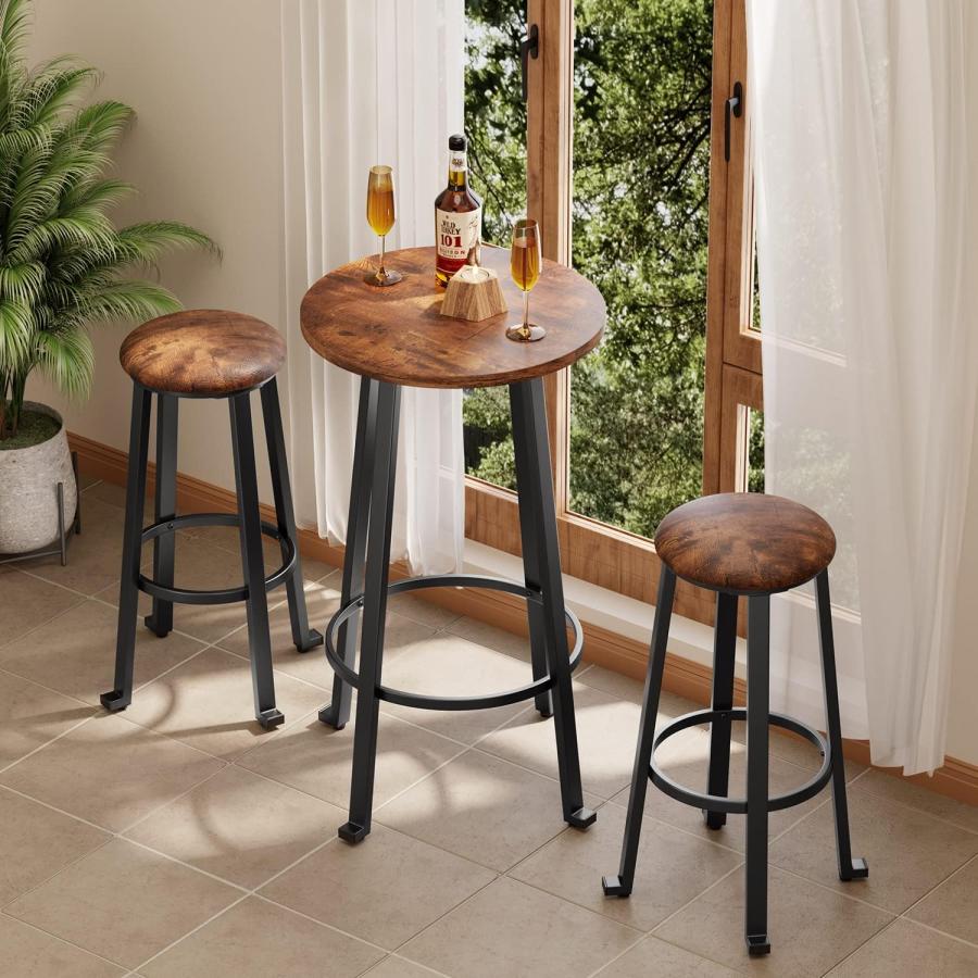 【並行輸入品】Aiho Bar Table and Chairs Set for 2 with Upholstered Stools 3 Pi　並行_5