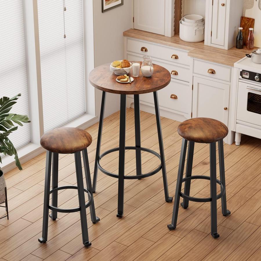 【並行輸入品】Aiho Bar Table and Chairs Set for 2 with Upholstered Stools 3 Pi　並行_7