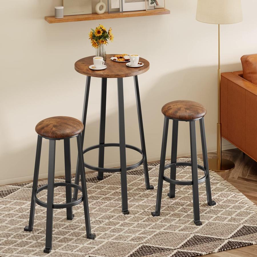 【並行輸入品】Aiho Bar Table and Chairs Set for 2 with Upholstered Stools 3 Pi　並行_8