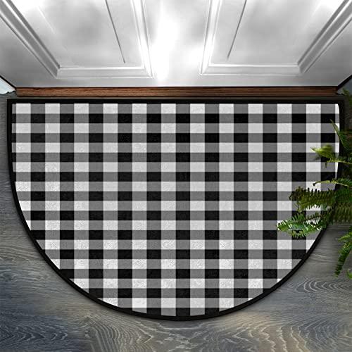 【並行輸入品】Apular Modern Buffalo Plaid Half Round Door Mat Indoor Entrance,の画像