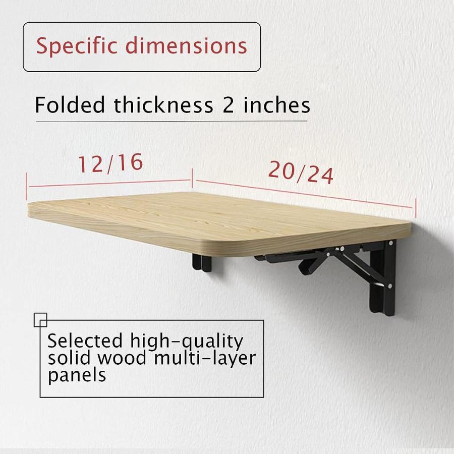 【並行輸入品】Wall-mounted folding table solid wood wall-mounted folding desk 　並行_5
