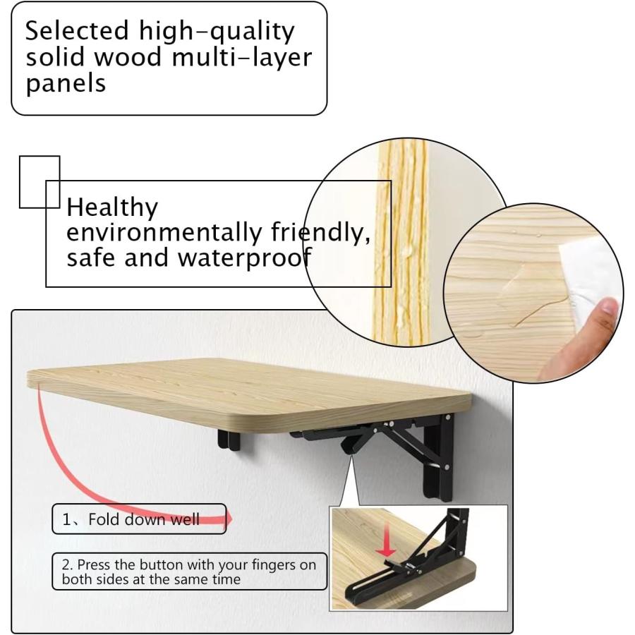 【並行輸入品】Wall-mounted folding table solid wood wall-mounted folding desk 　並行_6