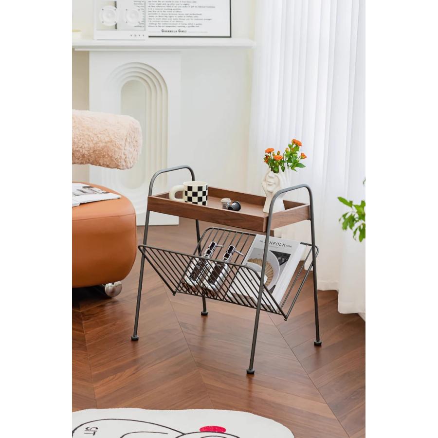 【並行輸入品】NIZAME End Table for Couches, Rustic Snack Table Work Table with_6