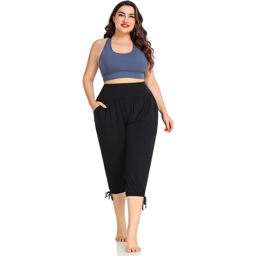 【並行輸入品】ZERDOCEAN Women's Plus Size Yoga Capri Pants Lounge Indoor Casual_4