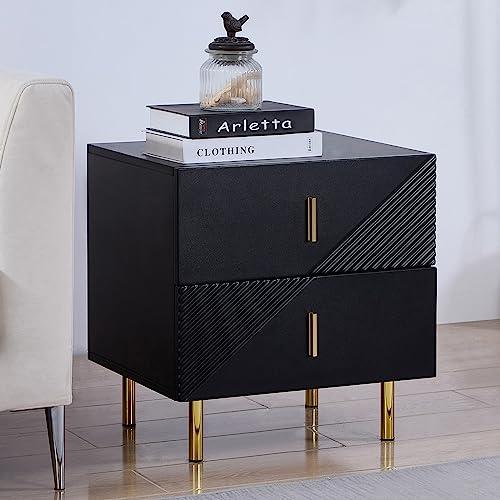 【並行輸入品】sigoryi Black Nightstand with Drawer 2 Drawer Nightstand Bedside_1
