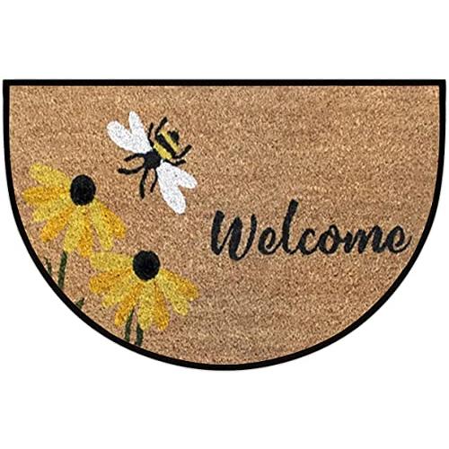 【並行輸入品】Apular Bee Happy Half Round Door Mat Bath Mat Half Circle Area Rの画像