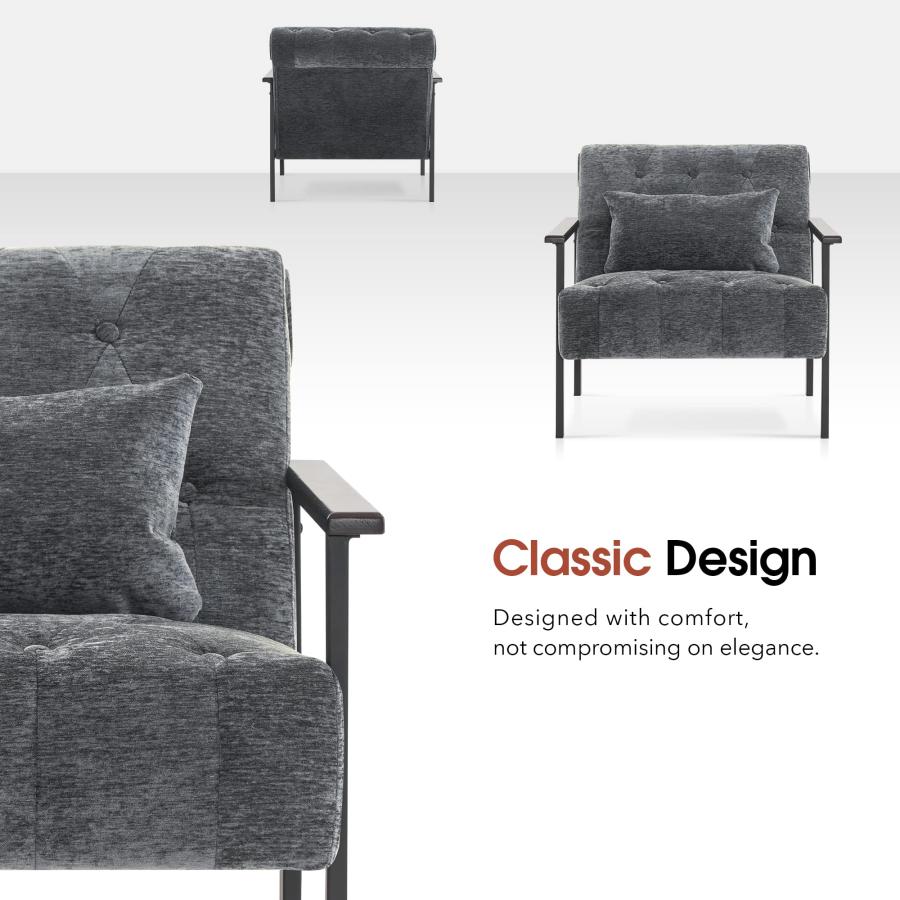 【並行輸入品】MCombo Modern Accent Chairs， Chenille Upholstered Armchair， Ergo_9