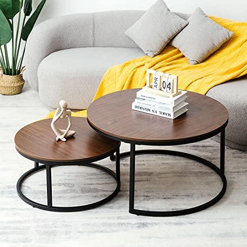 【並行輸入品】Geetery Coffee Tables for Living Room Set of 2 Large Small Round_1