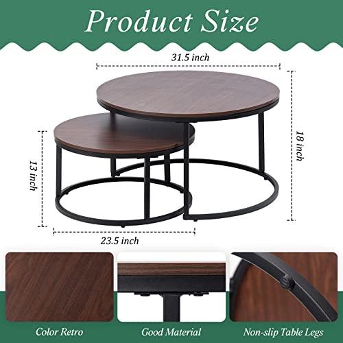 【並行輸入品】Geetery Coffee Tables for Living Room Set of 2 Large Small Round_4