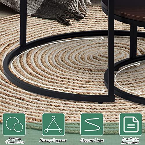 【並行輸入品】Geetery Coffee Tables for Living Room Set of 2 Large Small Round_7