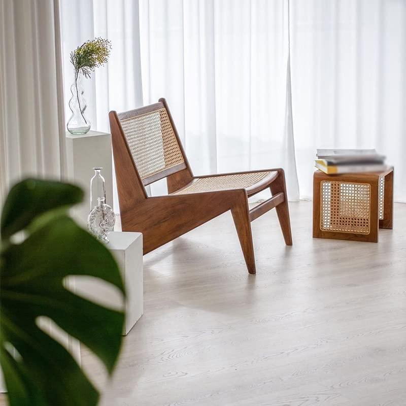 【並行輸入品】BHVXW Rattan Small Square Table Solid Wood Coffee Table Ash Wood