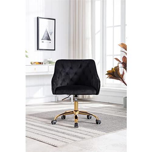【並行輸入品】voqoomkl Swivel Office Chair, Modern Velvet Tufted Upholstered Dの画像