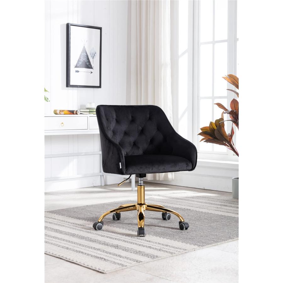 【並行輸入品】voqoomkl Swivel Office Chair, Modern Velvet Tufted Upholstered Dの画像