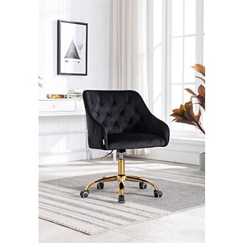 【並行輸入品】voqoomkl Swivel Office Chair, Modern Velvet Tufted Upholstered Dの画像