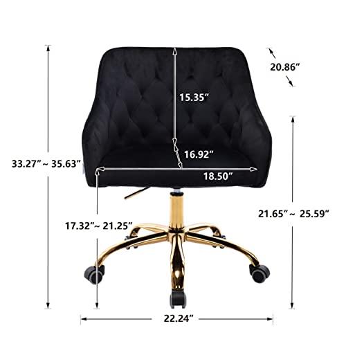 【並行輸入品】voqoomkl Swivel Office Chair, Modern Velvet Tufted Upholstered Dの画像