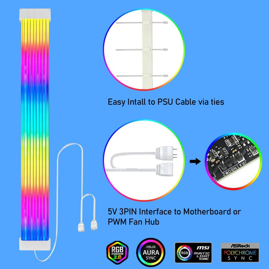 【公式】 JAZZCOOLING HX-100 RGB PSUケーブル PC RGB GPUケーブル 5V 3ピン ARGB 同期 PCケー 【2114290604】(10844円)