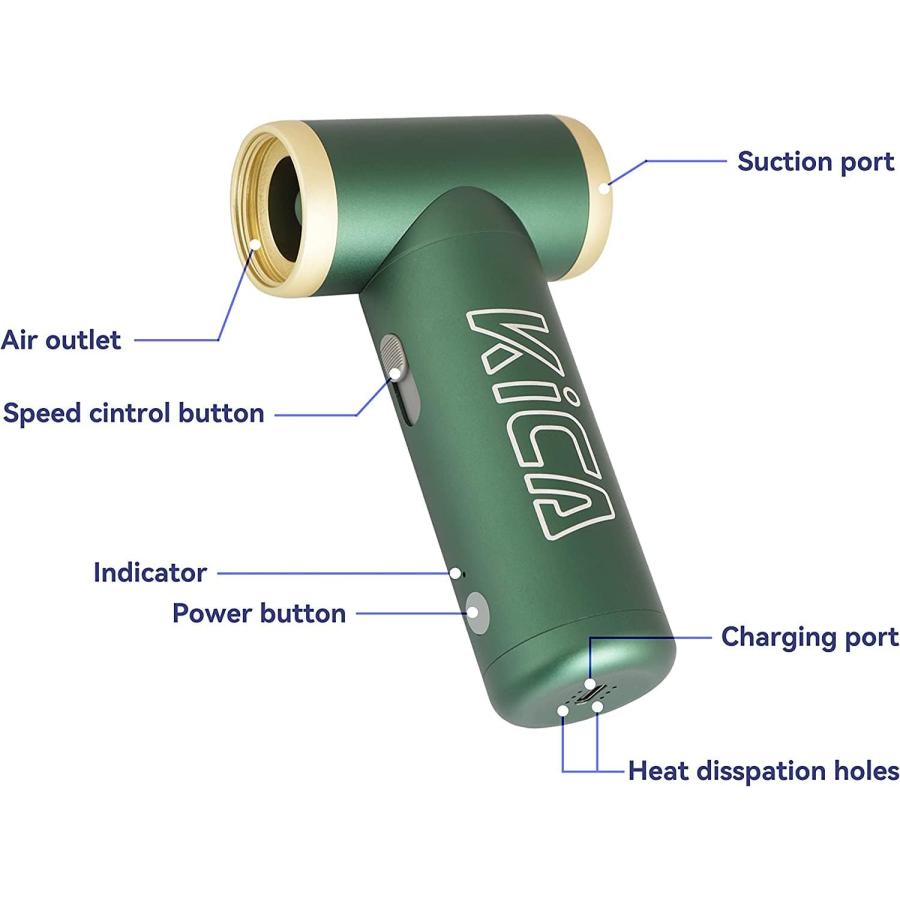 KiCA Jetfan 2.0 電動エアダスター コンピューター キーボード ハウスクリーニング用 (グリーンジェットファン2.0 並行輸入 KiCA 並行輸入