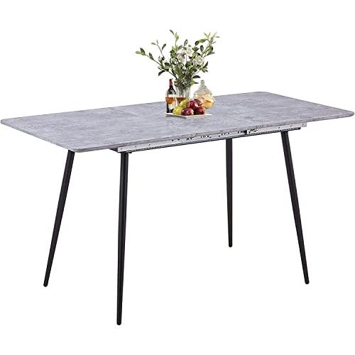 【並行輸入品】NIERN Extendable Dining Table with MDF Marble Top， Modern Rectan